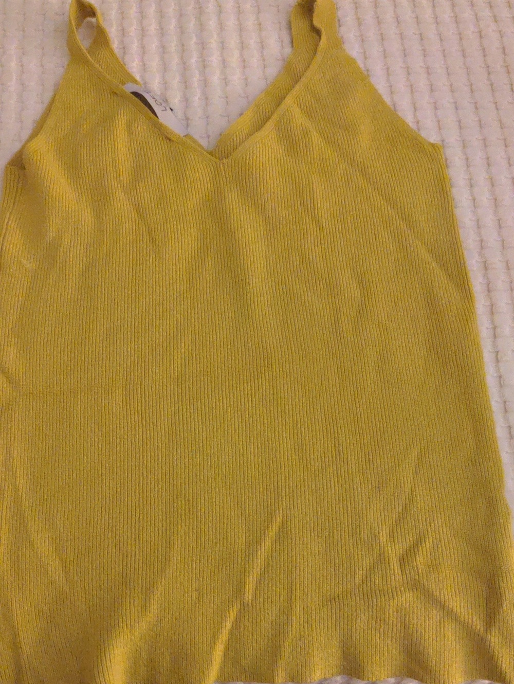 LOFT Yellow Ribbed V-Neck Top